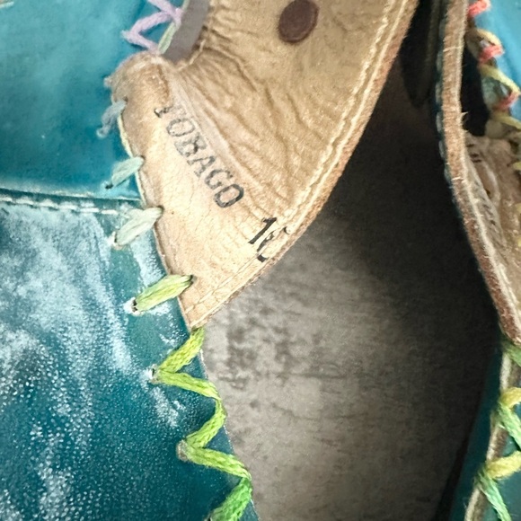 CORKYS POPPY TURQUOISE HAND PAINTED LEATHER SANDALS SIZe 9.5 - Picture 4 of 10